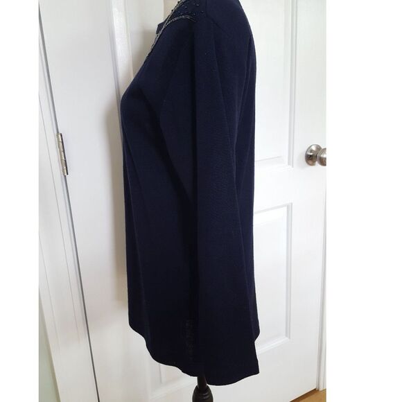 Liz Claiborne‎ Vtg. Knit Sweater Navy Sequin Pullover Geometric 90s Sm, Y2k Glam - Picture 6 of 9